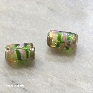 Metal center murano glass bead tubes